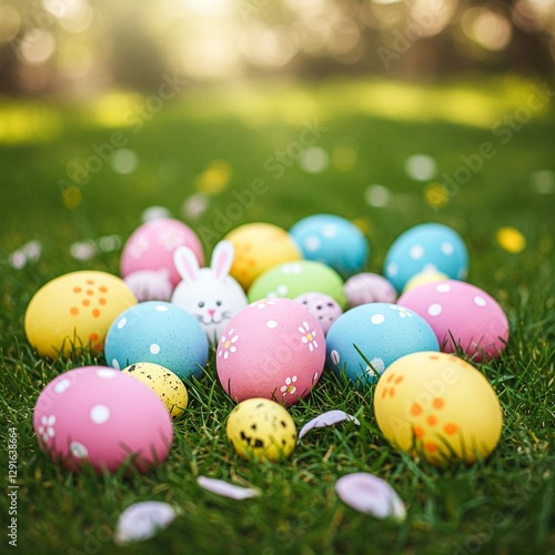 Viele bunt bemalte Ostereier 