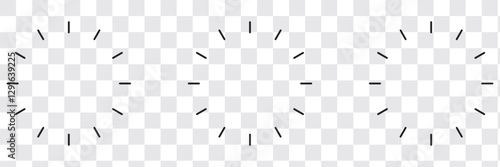 Dashed black dotted line in circle round shape isolated illustration 4 elements. Vector icons in flat style