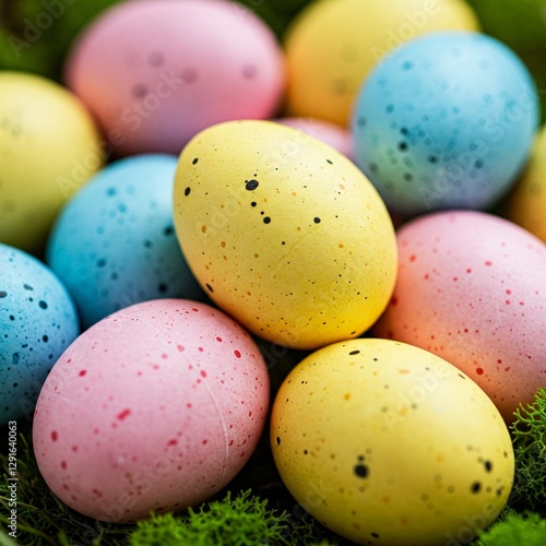 Viele bunt bemalte Ostereier 