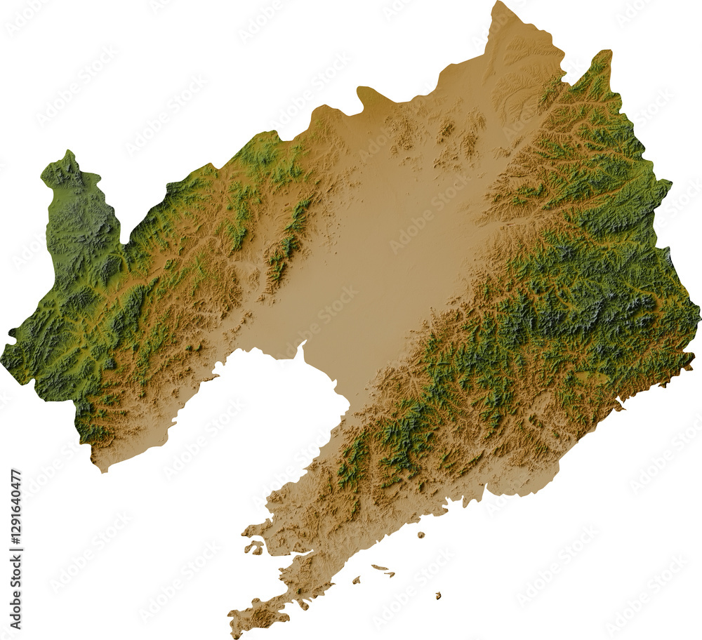 Obraz premium Colored terrain map of Liaoning, China