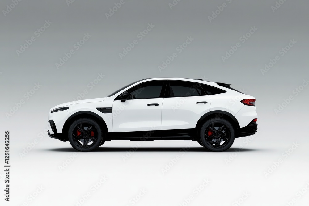 Fototapeta premium Sleek white SUV showcases modern design, emphasizing sporty line