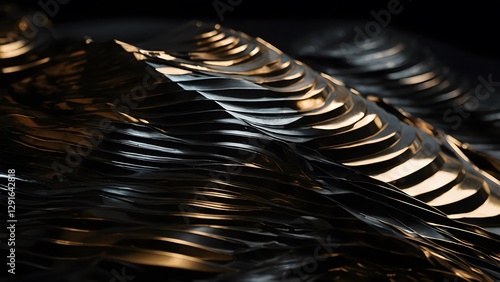 Textured Black and Gold Layers Create a Striking Visual Pattern in Modern Design