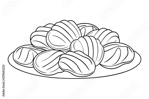 Elegant Line Art of Gnocchi on a Plate
