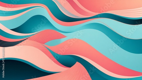Colorful Abstract Waves With a Blend of Soft Pinks and Blues Creating Dynamic Motion