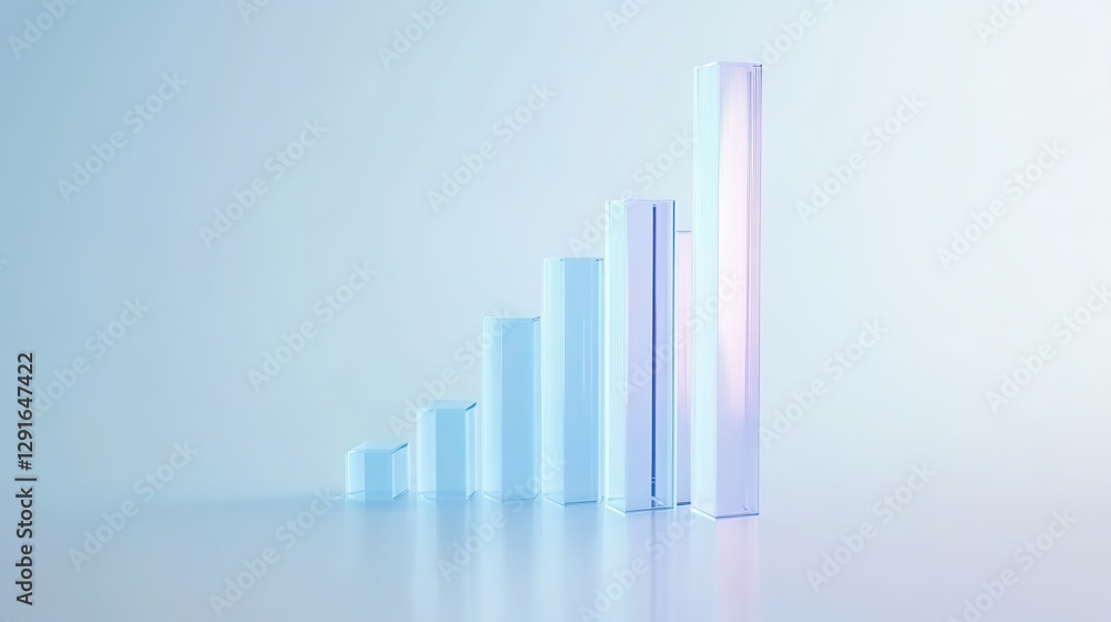 Abstract 3D glass graph symbolizing financial growth in a modern minimalistic design. Abstract 3D glass graph symbolizing financial growth in a modern minimalistic design.