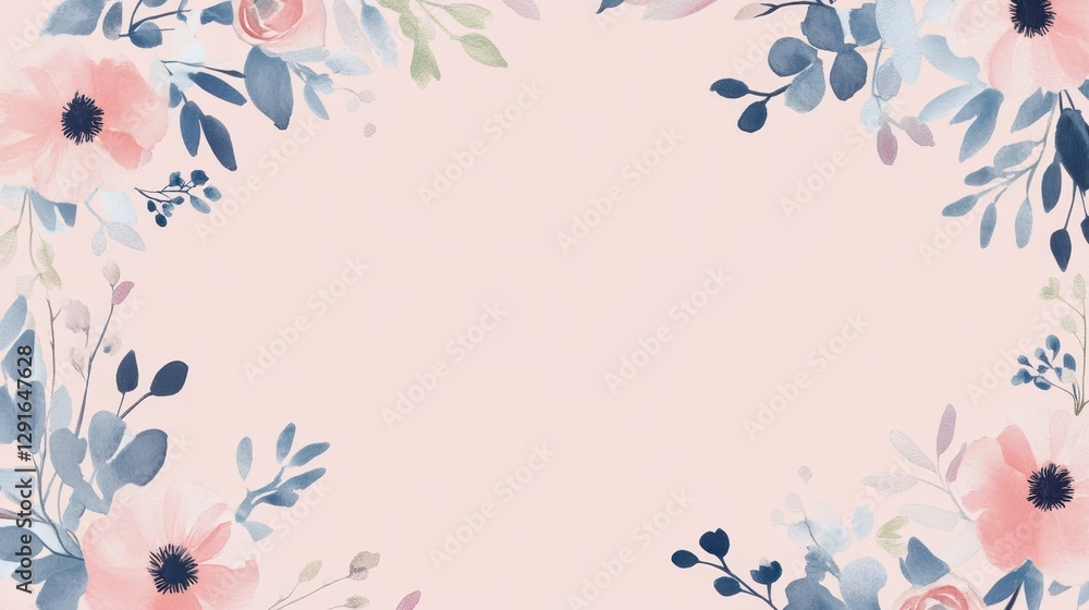 Obraz premium Floral arrangement with soft colors surrounding a blank space perfect for invitations or announcements