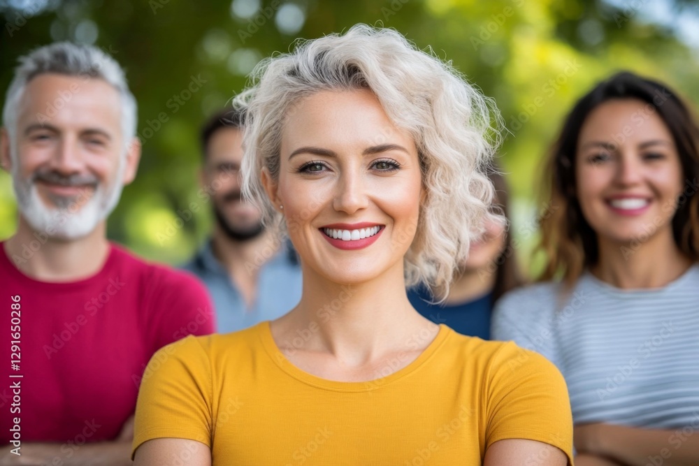 A diverse group of people from different backgrounds and ages, smiling at the camera in unity. The focus is on diversity and interconnectedness within society, with each person showcasing their A diverse group of people from different backgrounds and ages, smiling at the camera in unity. The focus is on diversity and interconnectedness within society, with each person showcasing their
