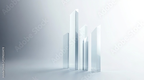 Abstract 3D glass graph symbolizing financial growth in a modern minimalistic design.