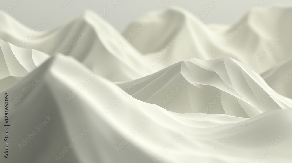Obraz premium Abstract representation of soft, flowing white mountains creating a serene, minimalist landscape