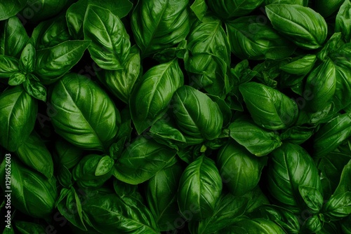 Fresh basil leaves background, ideal for food or cooking visuals