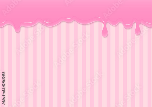 Strawberry juice melting on striped background