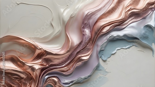 Abstract Art Display Featuring Smooth Textures and Flowing Colors in Warm and Cool Tones