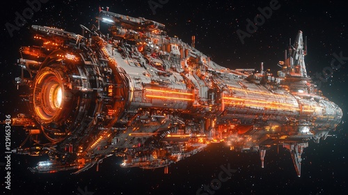 Fototapeta Naklejka Na Ścianę i Meble -  Futuristic spaceship in deep space, science fiction artwork, for game design