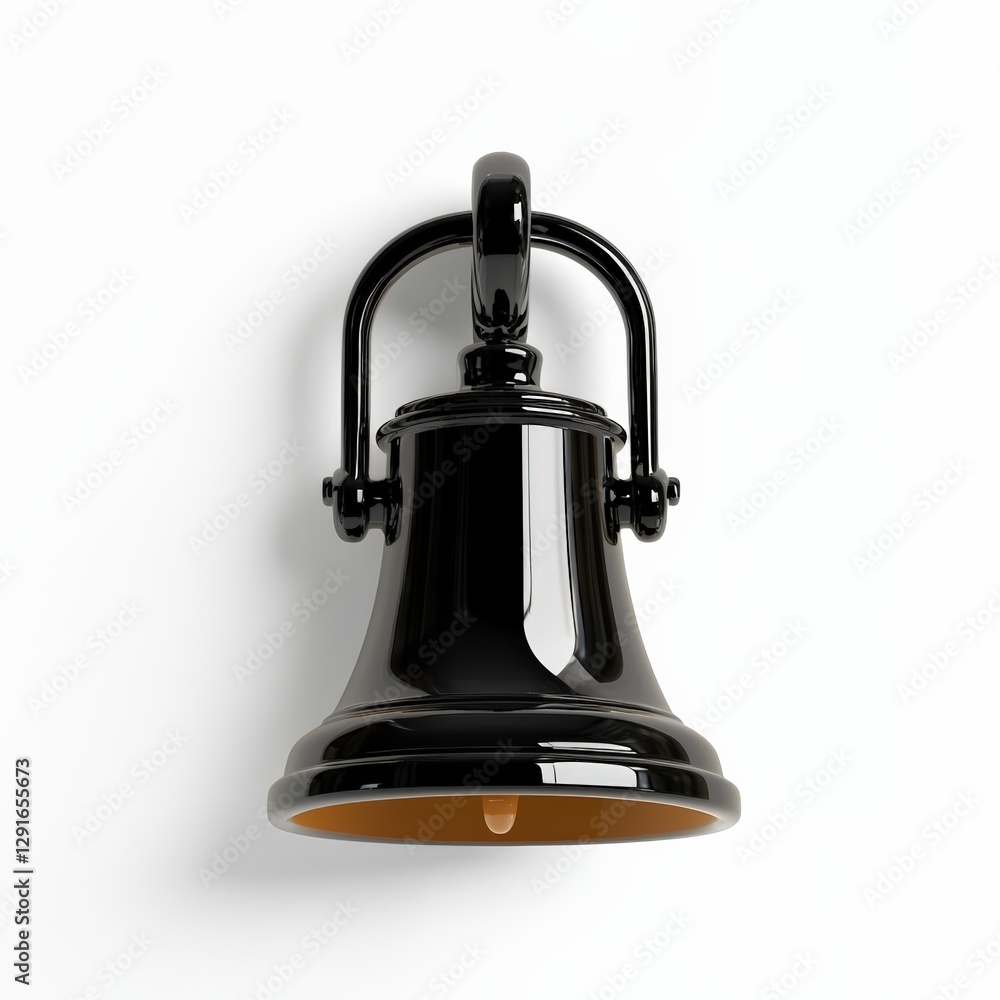 Black bell with a shiny finish on a white background Black bell with a shiny finish on a white background