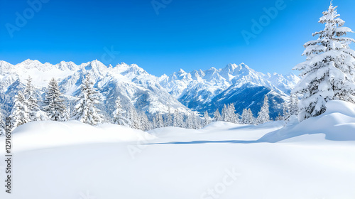 Wallpaper Mural Snowy Alps mountain range winter landscape; sunny day Torontodigital.ca