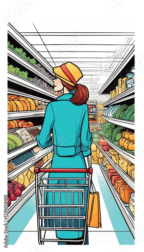 donna al supermercato, signora che fa la spesa