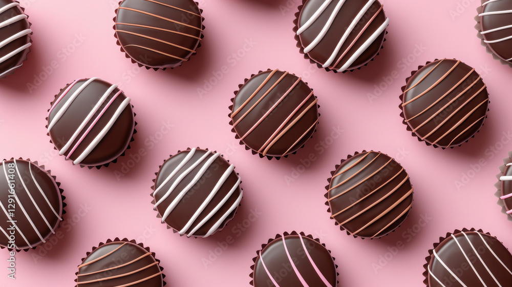 Luxury chocolate truffles with elegant icing pattern