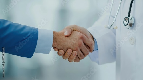 Professional Handshake Between Lawyer and Doctor Signifying Legal Agreement in Medical Negligence Case