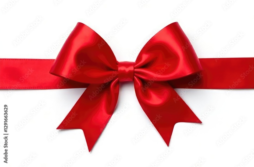 Fototapeta premium Red satin ribbon with bow isolated on white