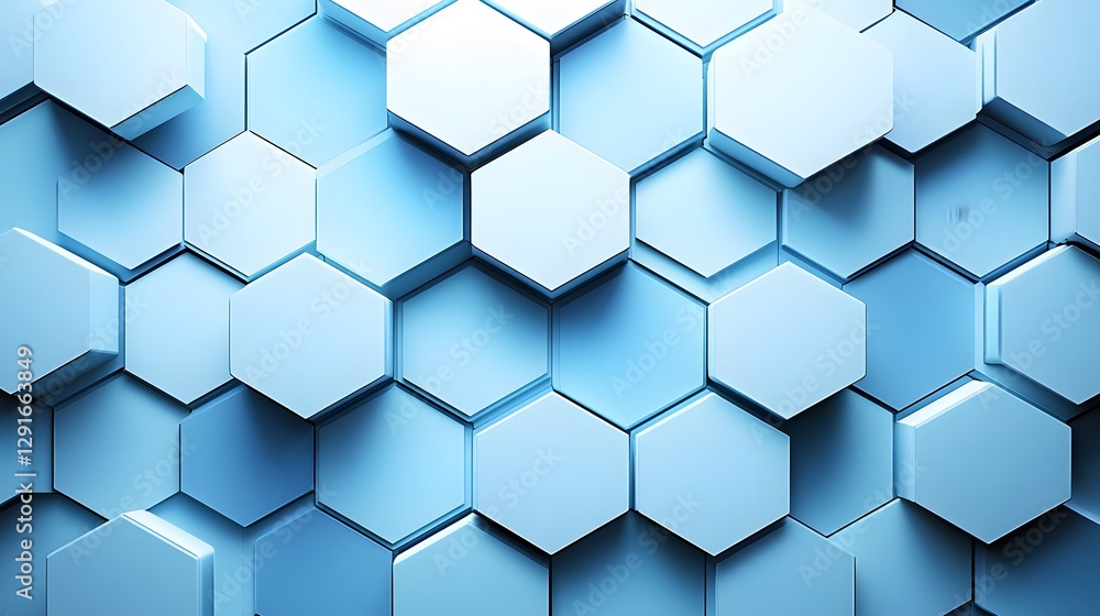 Fototapeta premium Geometric Hexagonal Pattern with Smooth Blue Texture in Modern Digital Design