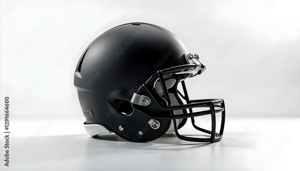 Naklejka premium Blank black and white american football helmet mockup, profile view isolated on a transparent background