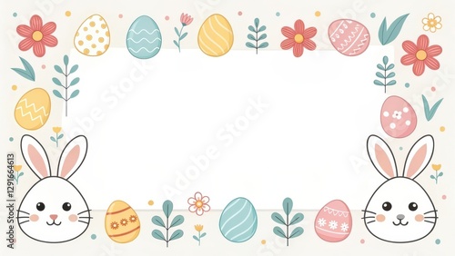 Easter bunny and Easter egg illustration. Decorated for the Easter holiday. 