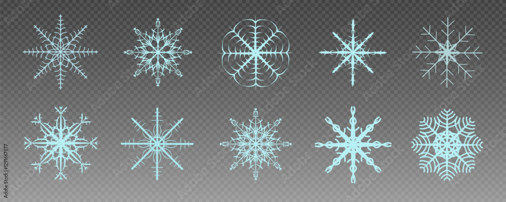 Winter background with falling snowflakes isolated on transparent background, vector png. Snowfall, blizzard, snow storm, snow hurricane. Snowflakes. Winter background with falling snowflakes isolated on transparent background, vector png. Snowfall, blizzard, snow storm, snow hurricane. Snowflakes.