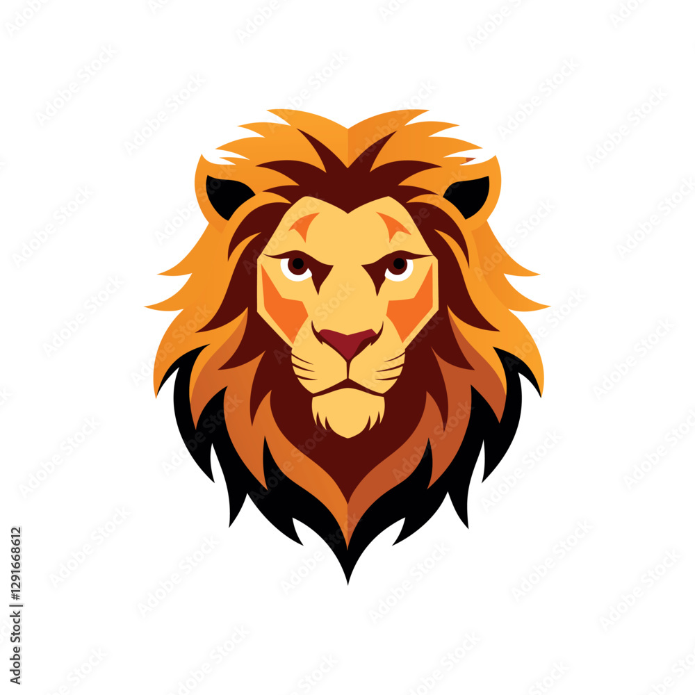 Obraz premium Lion Head Vector Illustration on White Background