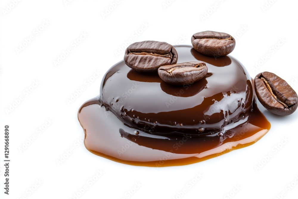 Set of coffee splashes with coffee beans isolated on a white background, in different angles and positions Set of coffee splashes with coffee beans isolated on a white background, in different angles and positions