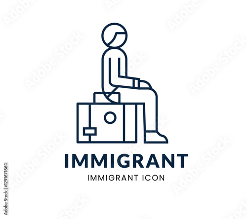  Migrant People line Icon Set .  Vector Illustration