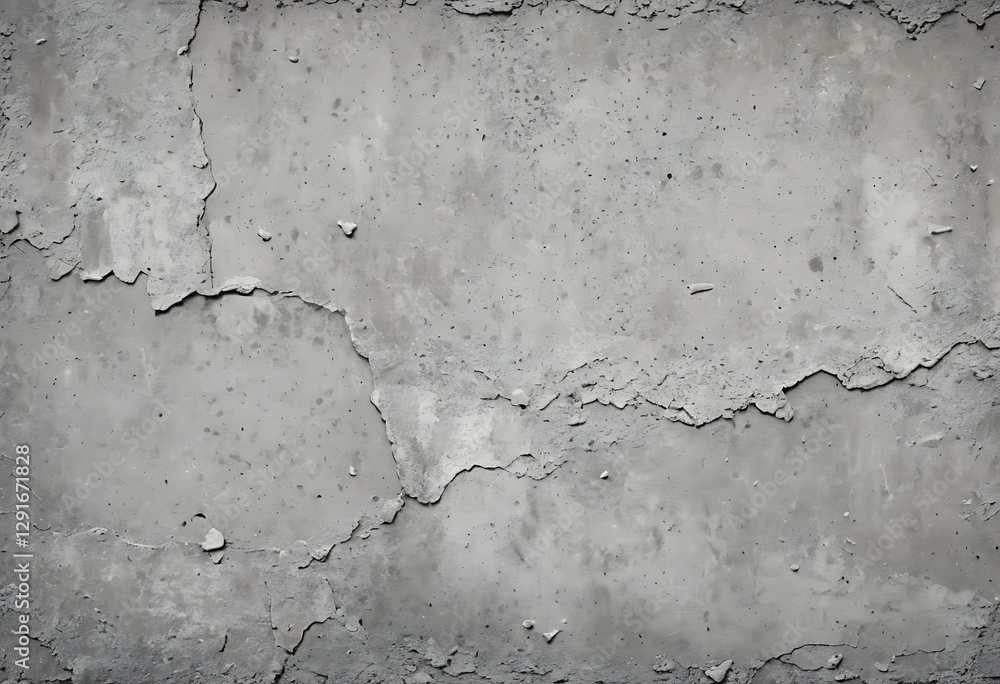Obraz premium Detailed grey concrete wall texture with peeling damaged surfaces