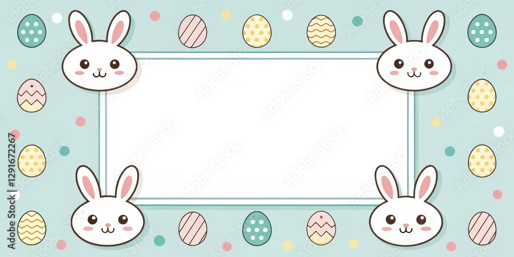 Fototapeta premium easter bunny greeting card with eggs and copy space for message