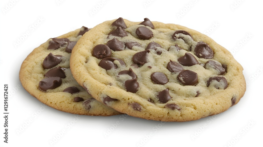 Delicious Chocolate Chip Cookies On A Bright White Background Delicious Chocolate Chip Cookies On A Bright White Background