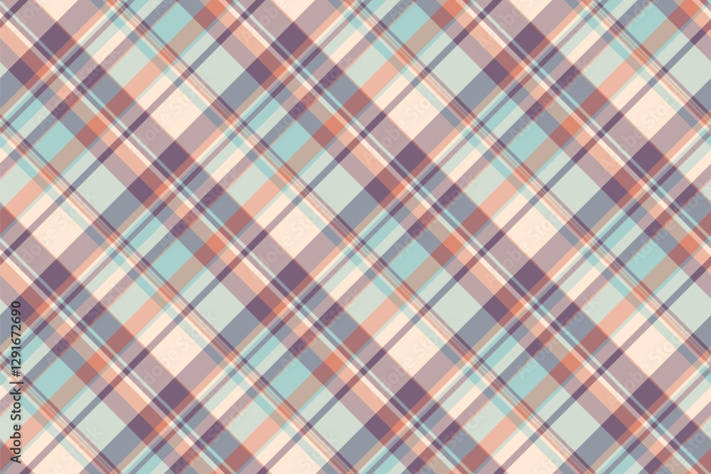 Age seamless pattern background, chic texture tartan textile. Harvest fabric check vector plaid in pastel and white colors. Age seamless pattern background, chic texture tartan textile. Harvest fabric check vector plaid in pastel and white colors.