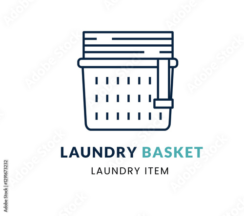 Laundry Basket line Icon Set . Vector Illustration