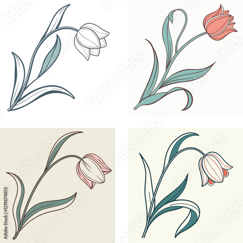 A tulip iwith a curved stem and an elegant