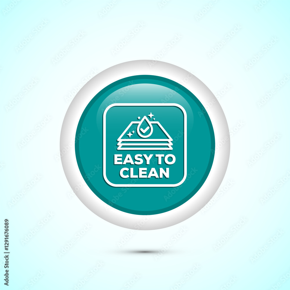 Obraz premium Easy cleaning icon design illustration. Clean surface icon sign symbol, Teal color round button design