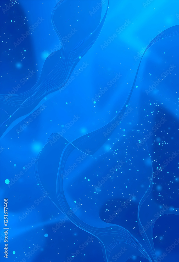 Abstract Blue Background with Flowing Lines and Glittering Light Spots Abstract Blue Background with Flowing Lines and Glittering Light Spots