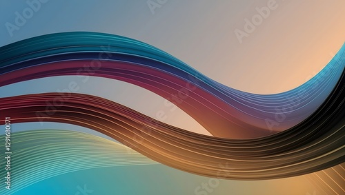 Colorful Abstract Waves Create a Captivating Visual Flow at Sunset
