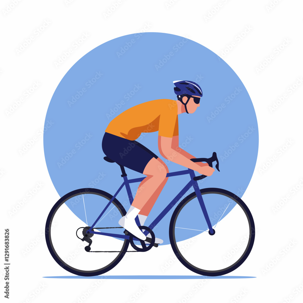 Fototapeta premium Male cyclist in motion, vibrant vector, minimal face