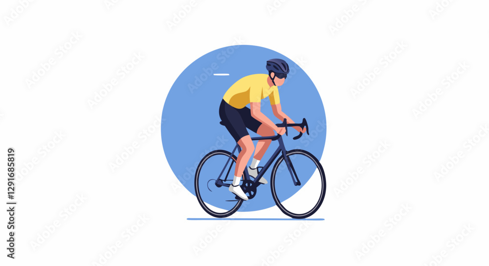 Obraz premium Simple flat cycling illustration on white background