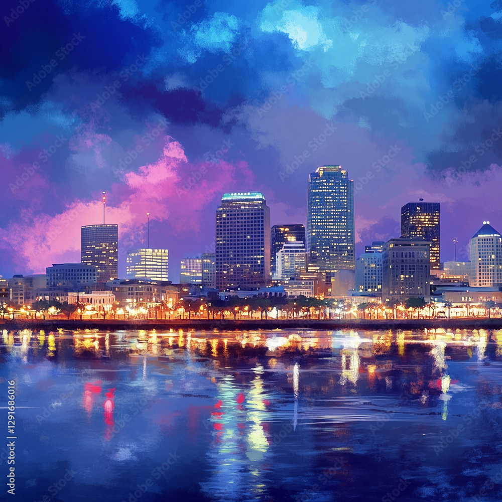 Fototapeta premium New Orleans Louisiana Skyline: A Stunning Urban Landscape