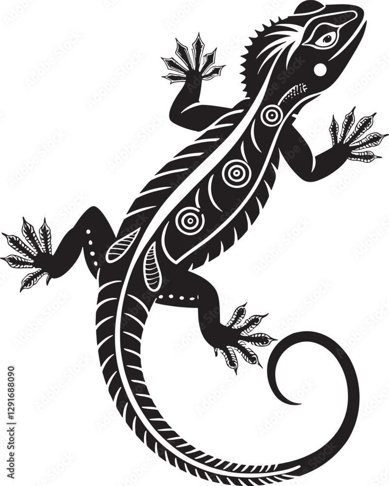 Fototapeta premium Vector lizard silhouette illustration on white background