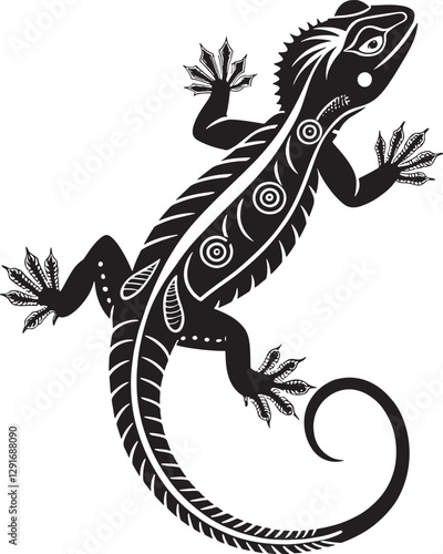 Vector lizard silhouette illustration on white background