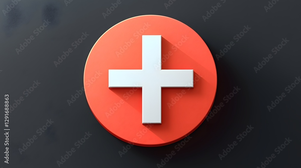 Flat of a simple and minimal geometric plus symbol or icon design element 