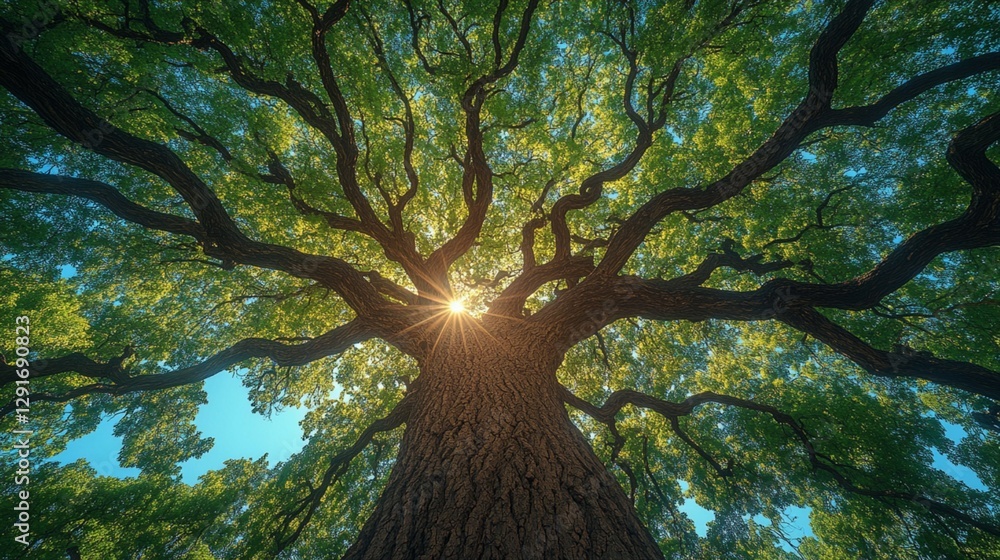 Fototapeta premium Tree with Strong Trunk and Leaves 