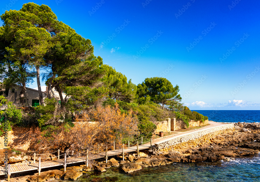 Landschaft und Küstengebiet im Norden Mallorcas, Cala Rajada, Balearen,. Spanien