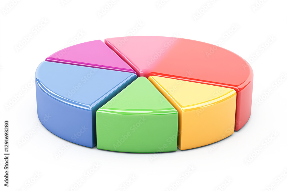 Obraz premium Colorful pie chart model with segmented sections.