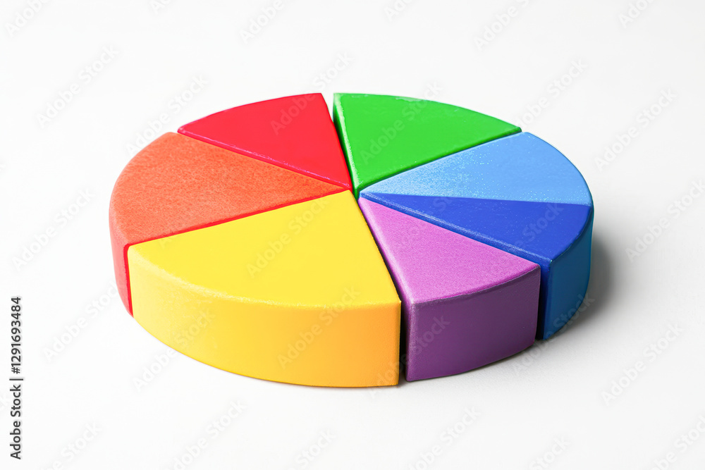 Colorful pie chart made of foam segments on white background Colorful pie chart made of foam segments on white background
