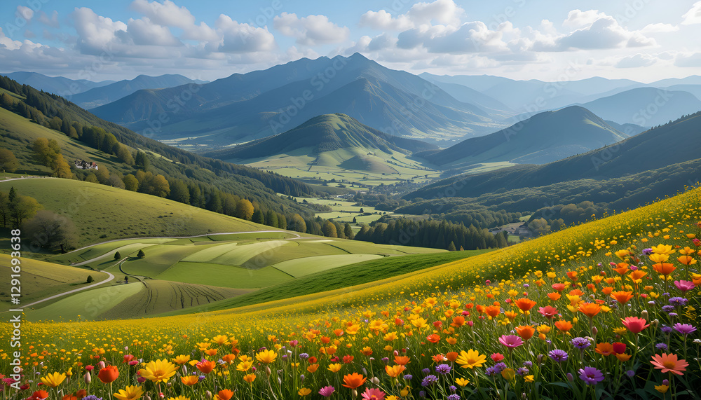 Obraz premium alpine meadow with wildflowers